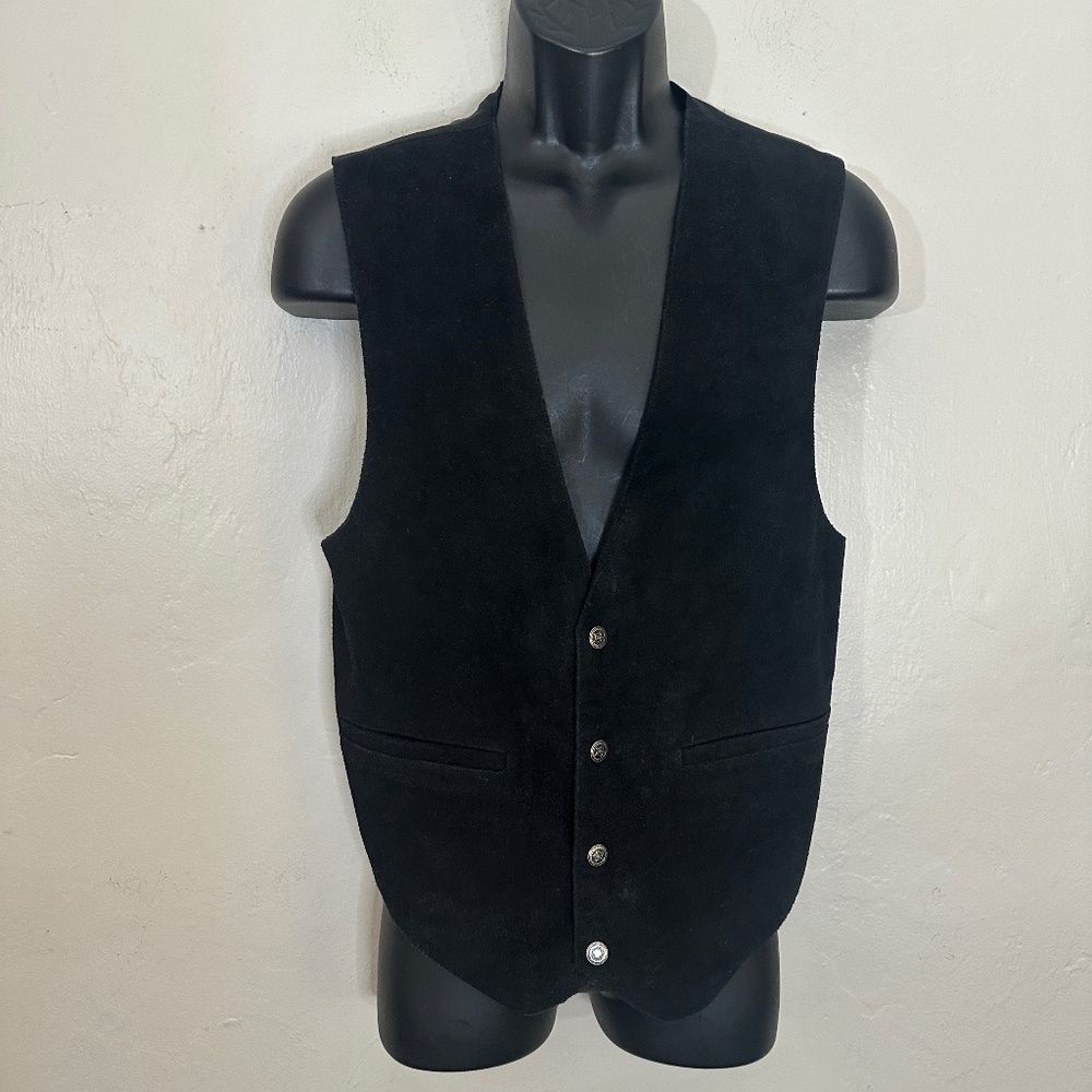 Tribes Suede Leather Vest Medium Gently worn 100% leather front Snap closure